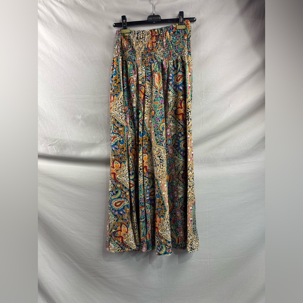 Shirred Waist Paisley Print Wide Leg Palazzo Pants - Picture 8 of 9